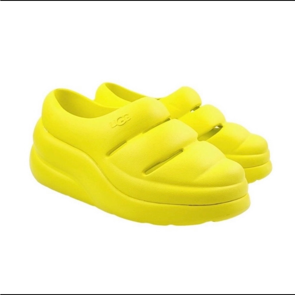 UGG Women's Neon Yellow Casual Statement Sporty Sport Yeah Chunky Clogs Slippers - Picture 2 of 8